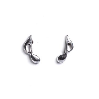 Silver Music Note Stud Earrings