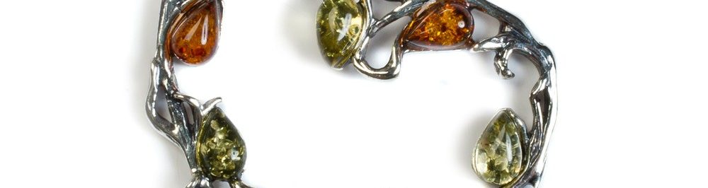 Cognac, Yellow & Green Amber Silver Tree of Love Necklace