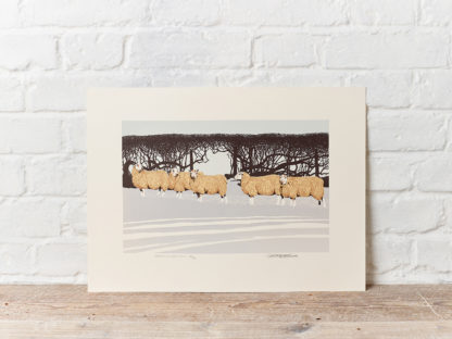 Sheep in snow silscreen painting