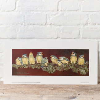 "The Squabble" Blue Tit Fledglings Painting