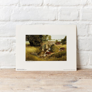 Hereford Cattle by River Painting