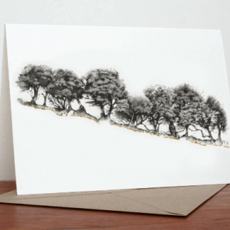 Gilt Edge Tree Line Greeting Card by Margaret Taylor