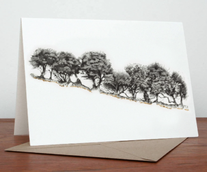 Gilt Edge Tree Line Greeting Card by Margaret Taylor
