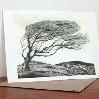 Windy Tree Greeting Card by Margaret Taylor