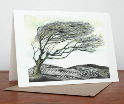 Windy Tree Greeting Card by Margaret Taylor