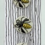 Hand-painted ceramic button Bees / Wasps