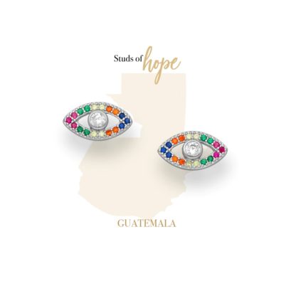 Not So Evil Eye Stud Earrings, Studs of Hope - Guatemala by Vurchoo.Handmade using 100% recycled 925 silver. Each pair sold helps children in Guatemala.