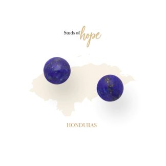 Lapis Lazuli Earrings, Studs of Hope - Honduras by Vurchoo. Handmade blue Lapis Lazuli stones and 925 silver. Each pair sold helps children in Honduras.