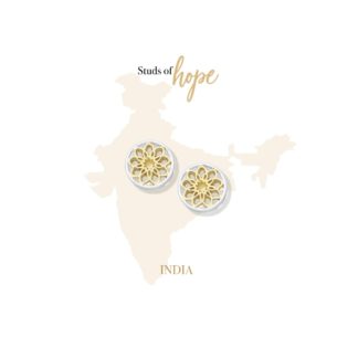 Mandala Gold and Silver Stud Earrings, Studs of Hope - India