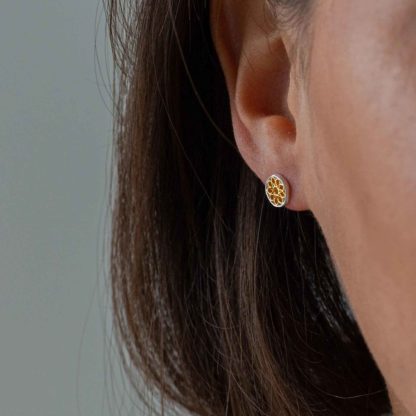 Mandala Gold and Silver Stud Earrings, Studs of Hope India model