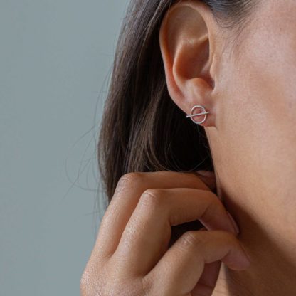 Minimalist Cut Circle Stud Earrings, Studs of Hope - Kenya model