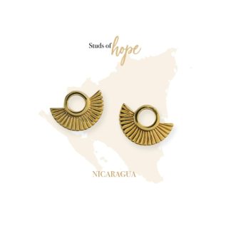 Gold Art Deco Stud Earrings, Studs of Hope - Nicaragua by Vurchoo. Handmade with 925 silver. Each pair sold helps children in Nicaragua.