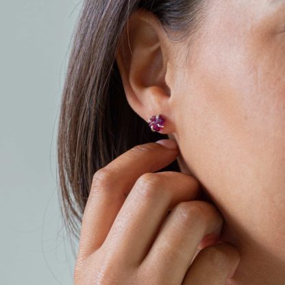 Rhodolite Stud Earrings, Studs of Hope - Afghanistan model