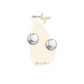 Howlite Strength Stud Earrings, Studs of Hope - Sri Lanka by Vurchoo. Handmade with 925 silver. Each pair sold helps children in Sri Lanka.