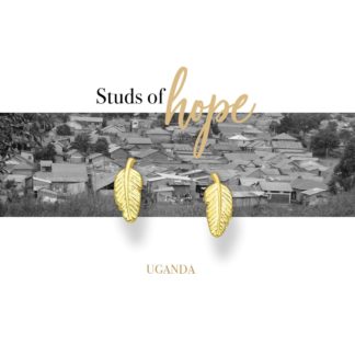 Feather Stud Earrings, Studs of Hope - Uganda by Vurchoo. Unigue 18k gold and 925 silver jewellery. Each pair sold helps children in the Uganda.