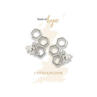 Silver Bumble Bee Stud Earrings, Studs of Hope - United Kingdom by Vurchoo. Each pair sold helps children in the United Kingdom.