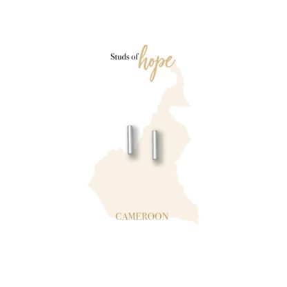Silver Pillar Stud Earrings, Studs of Hope - Cameroon by Vurchoo. Handmade with 925 silver. Each pair sold helps children in Cameroon.