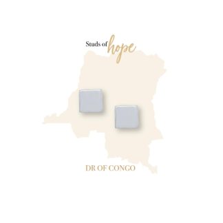 Silver Square Stud Earrings, Studs of Hope - DR of Congo by Vurchoo. 925 Recycled Silver. Each pair sold helps children in the DR of Congo.