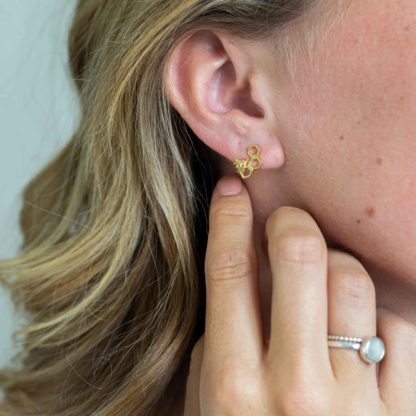 gold bumble bee stud earrings, studs of hope united kingdom model