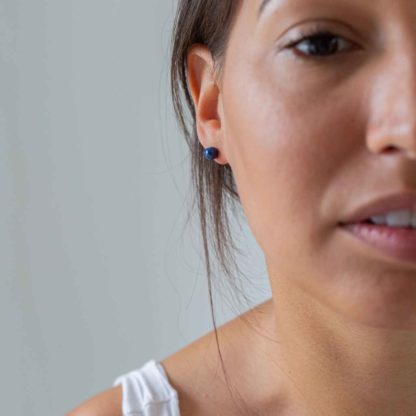 lapis lazuli earrings, studs of hope honduras model