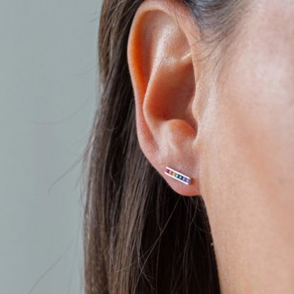 Cubic Rainbow Stud Earrings, Studs of Hope - Guatemala