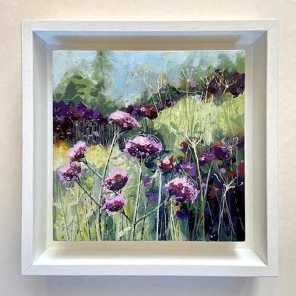 Summer Breeze by Tamara Williams is part of her Meadow series of mixed media paintings on deep wood panels. Framed original artwork.